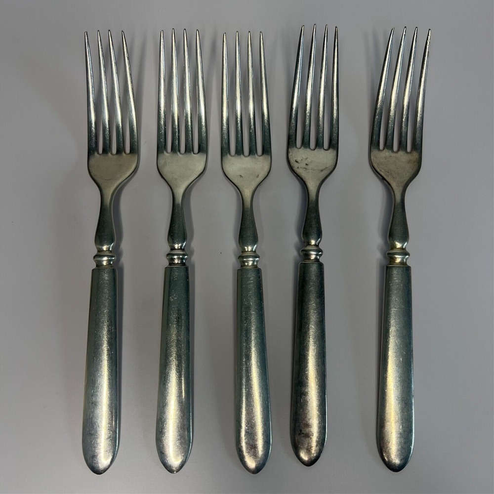 1847 Rogers Bros Set of 5 Silver-Plated Forks, 7.75 Inches Long Vintage Flatware